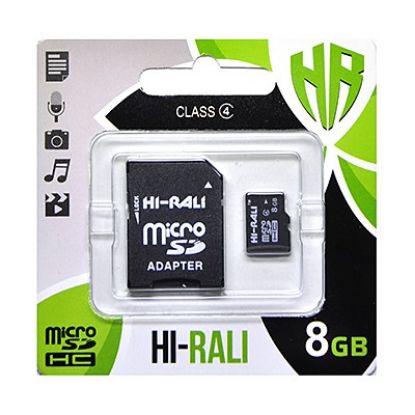  Зображення Карта пам`ятi MicroSDHC 8GB Class 4 Hi-Rali + SD-adapter (HI-8GBSDCL4-01) 